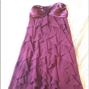 Strapless ruffle knee length dress